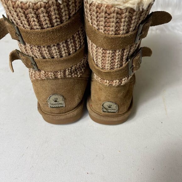 BearPaw youth suedes and back knit boots with sheep skin wool blend lining SZ4 - Picture 9 of 12